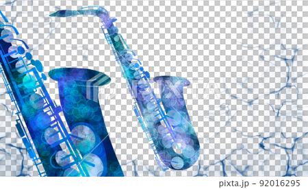 サックスのシルエットをデザインしたコピースペースをつけたイラスト 92016295