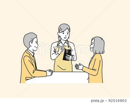 飲食店で注文する客　レストラン　女性　接客　仕事 92016803