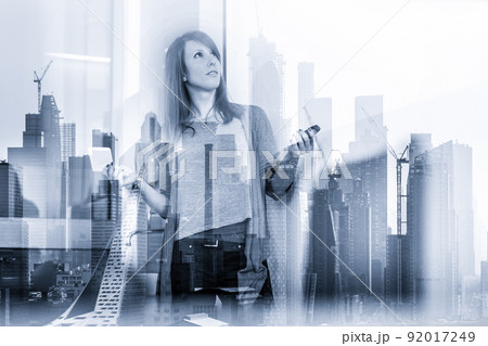 Businesswoman giving a talk. Businesswoman giving a talk. 92017249