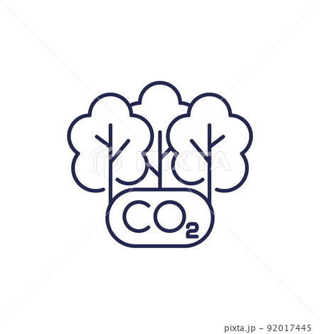 carbon offset and reducing co2 gas line icon carbon offset and reducing co2 gas line icon 92017445
