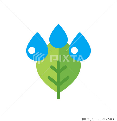 Drops and leaf icon, flat design Drops and leaf icon, flat design 92017503