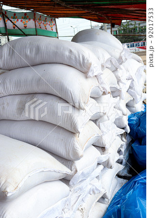 Sack stock of salt on shop for raw leather Sack stock of salt on shop for raw leather 92017533
