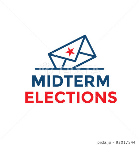 2022 Midterm Elections Design w Red White and Blue Vote Icon 92017544