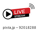 Live stream icon with play symbol. Online stream sign. Flat simple design. Vector illustration 92018288