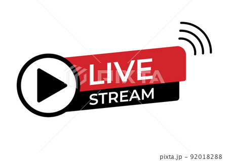 Live stream icon with play symbol. Online stream sign. Flat simple design. Vector illustration 92018288