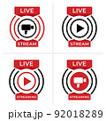 Collection of Live streaming symbol for web and app. Live stream icon set. Flat vector illustration 92018289