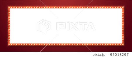 Marquee frame with red border, retro casino signboard with white background. 92018297