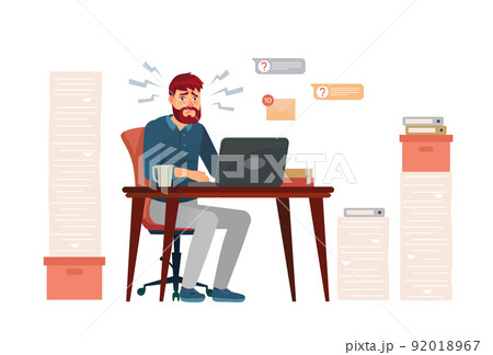 2205 S ST Stressed employees working overtime. Man sitting at seek with laptop, receiving mails and notifications 2205 S ST Stressed employees working overtime. Man sitting at seek with laptop, receiving mails and notifications 92018967