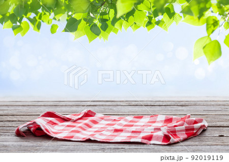 Wooden table with tablecloth Wooden table with tablecloth 92019119