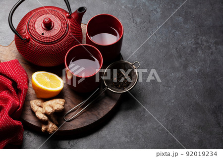 Tea with lemon and mint and teapot Tea with lemon and mint and teapot 92019234