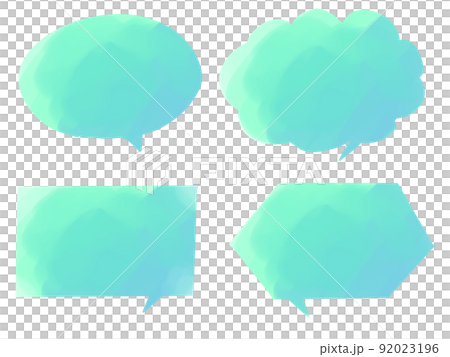 Balloon hand-painted watercolor style blue-green Balloon hand-painted watercolor style blue-green 92023196