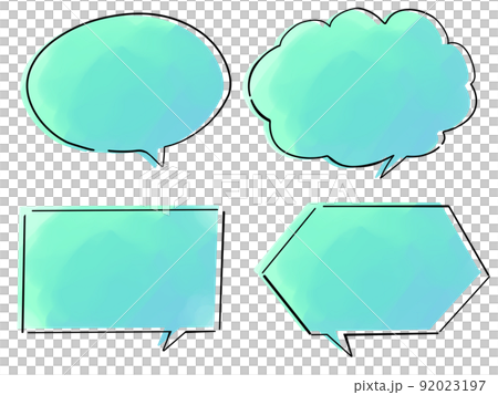 Balloon hand-painted watercolor style blue-green Balloon hand-painted watercolor style blue-green 92023197
