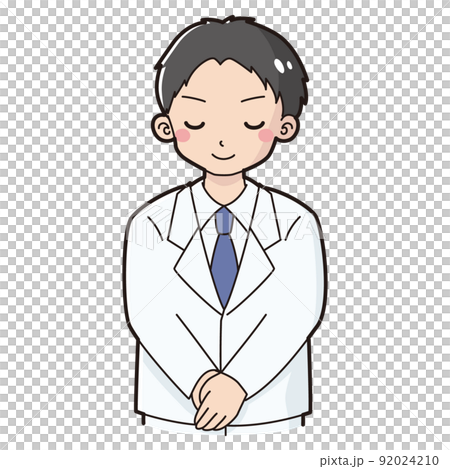 お辞儀をする白衣を着た男性のイラスト 92024210