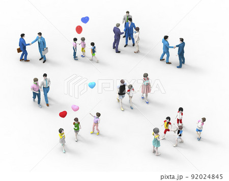 ビジネスマンと子供たちのCGの人間 92024845