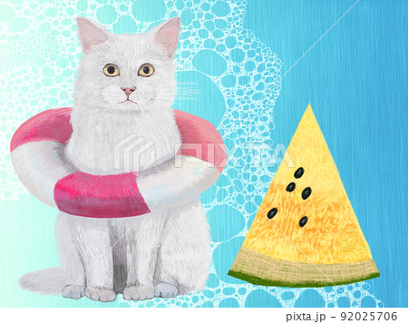 海辺と猫と黄すいか_横 海辺と猫と黄すいか_横 92025706