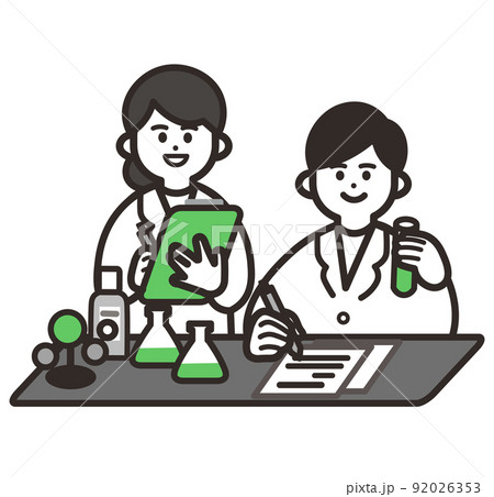 実験中の男女の研究者1 Greenのイラスト素材