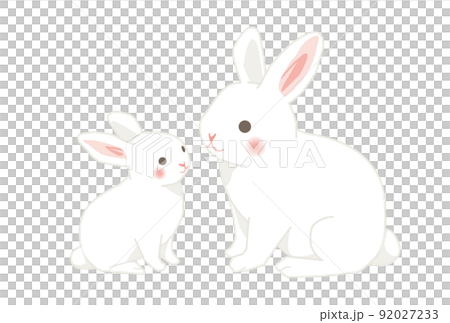一個簡單的白兔父母和孩子的插圖 一個簡單的白兔父母和孩子的插圖 92027233