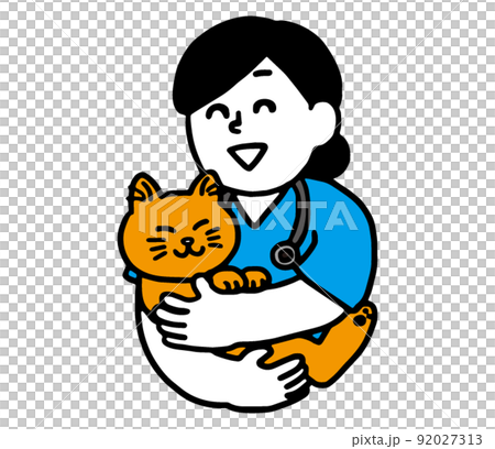 抱著貓的女獸醫(簡單) 抱著貓的女獸醫(簡單) 92027313