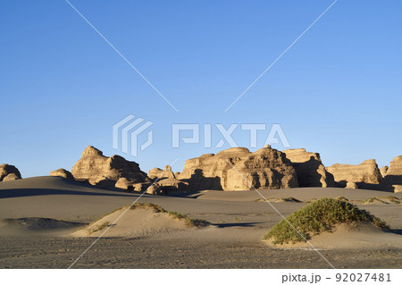 landscape of yardang landforms in national geological park near dunhuang, gansu province, china landscape of yardang landforms in national geological park near dunhuang, gansu province, china 92027481