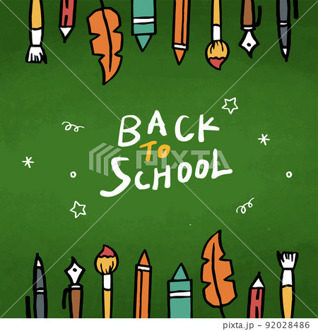 Back to School banner with hand drawn line art 92028486