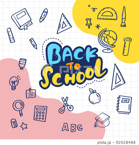 Back to School banner with hand drawn line art 92028488