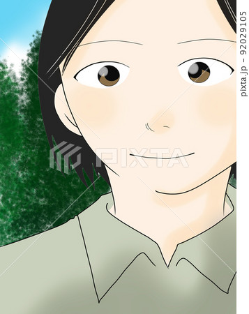 森林を背景に微笑む女の子のイラスト 92029105
