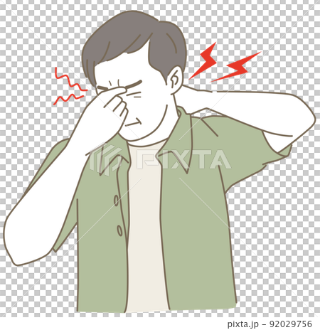 A man with eyestrain and stiff shoulders A man with eyestrain and stiff shoulders 92029756