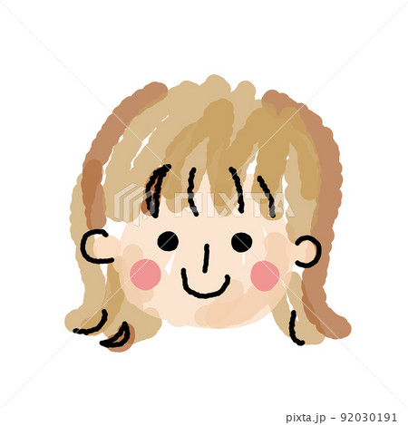 女の子　ゆる顔　アイコン　03　水彩　_　単品　04 92030191
