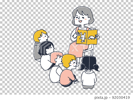 幼兒園老師給孩子們讀繪本 92030419