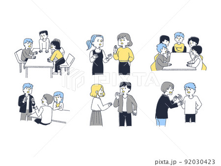 言い争いや議論をする人々　主張や意見の食い違い 92030423