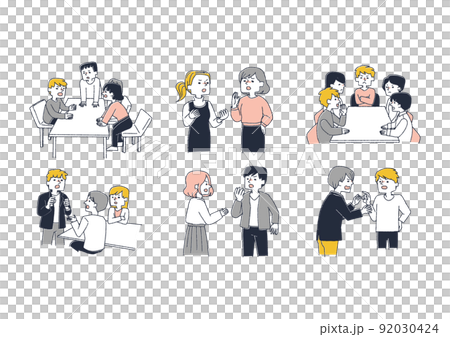 言い争いや議論をする人々　主張や意見の食い違い 92030424