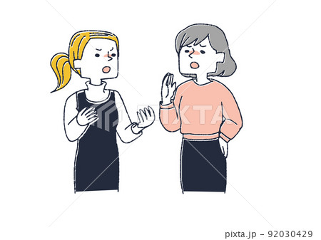 対立する女性　言い争いや議論をする人々　主張や意見の食い違い 92030429