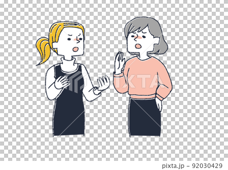 対立する女性　言い争いや議論をする人々　主張や意見の食い違い 92030429