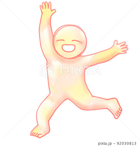 手を広げて嬉しそうに駆け回る人(感情のキャラクター) 手を広げて嬉しそうに駆け回る人(感情のキャラクター) 92030813