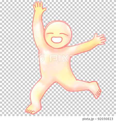 手を広げて嬉しそうに駆け回る人(感情のキャラクター) 手を広げて嬉しそうに駆け回る人(感情のキャラクター) 92030813