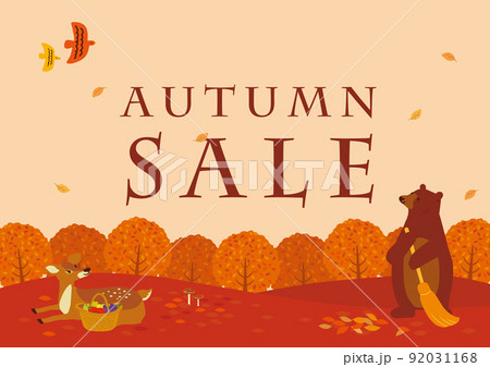 オータムセール  ポスター　秋の風景イラスト 92031168