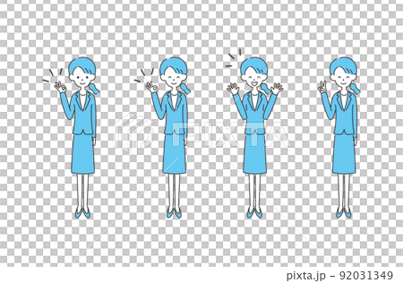 女性のビジネスマンポーズセット 全身 女性のビジネスマンポーズセット 全身 92031349