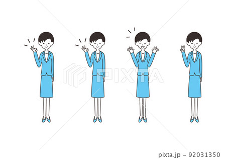 女性のビジネスマンポーズセット 全身 女性のビジネスマンポーズセット 全身 92031350