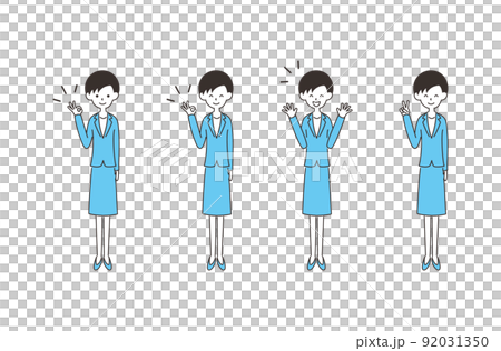 女性のビジネスマンポーズセット 全身 女性のビジネスマンポーズセット 全身 92031350