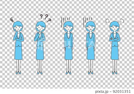 女性のビジネスマンポーズセット 全身 女性のビジネスマンポーズセット 全身 92031351
