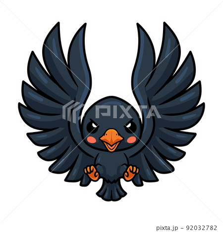 Cute little crow cartoon flying Cute little crow cartoon flying 92032782
