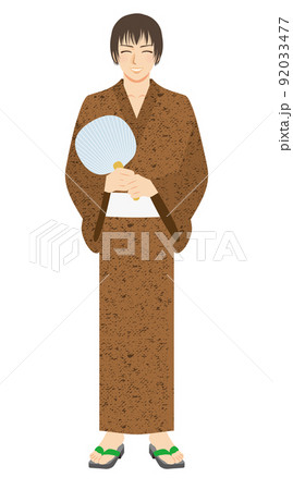 働く男性イラスト　全身　浴衣　茶髪 92033477
