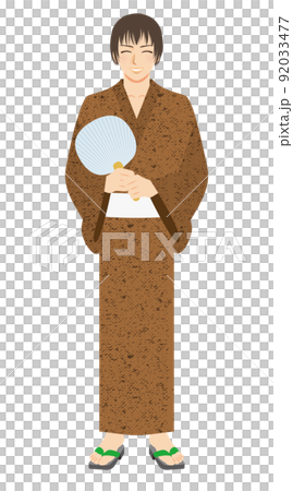 働く男性イラスト　全身　浴衣　茶髪 92033477