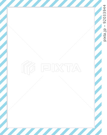 水色の縞々フレーム　縦型　シンプルな額縁 92033944