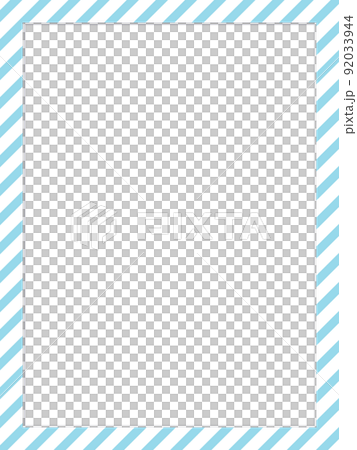 水色の縞々フレーム　縦型　シンプルな額縁 92033944