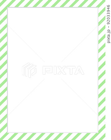 緑色の縞々フレーム　縦型　シンプルな額縁 92033946