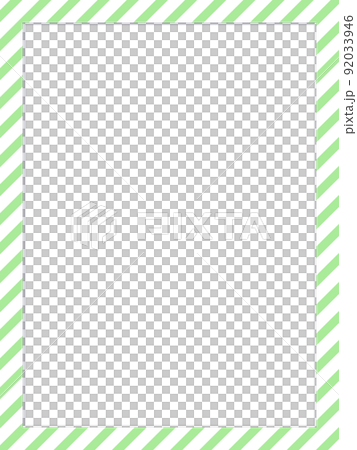緑色の縞々フレーム　縦型　シンプルな額縁 92033946