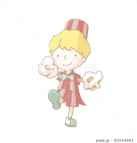 ポップコーンのポンポンで応援してくれる男の子 92034003