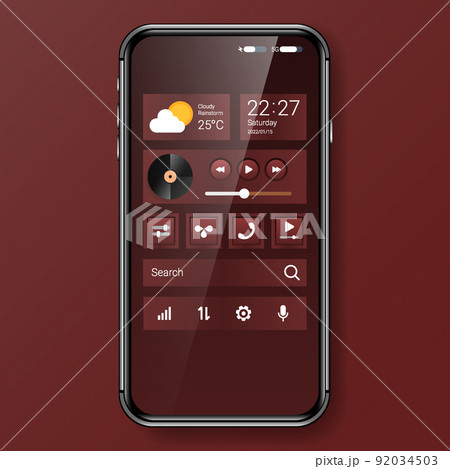 red widget menu user interface realistic smartphone design red widget menu user interface realistic smartphone design 92034503