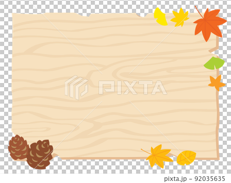 Fallen leaves and wooden board Fallen leaves and wooden board 92035635